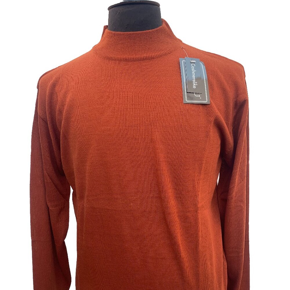 Mock Neck Sweater Rust GOCHU by KBB 100% Acrylic Cashmere like Made in Korea
